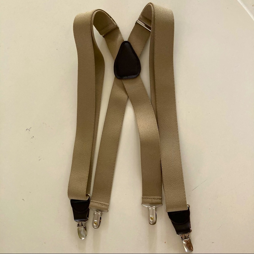 Men’s khaki suspenders clip on (Small)